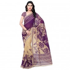 Anand Sarees Women's Georgette Saree (1086_6_PURPLE-CREAM)